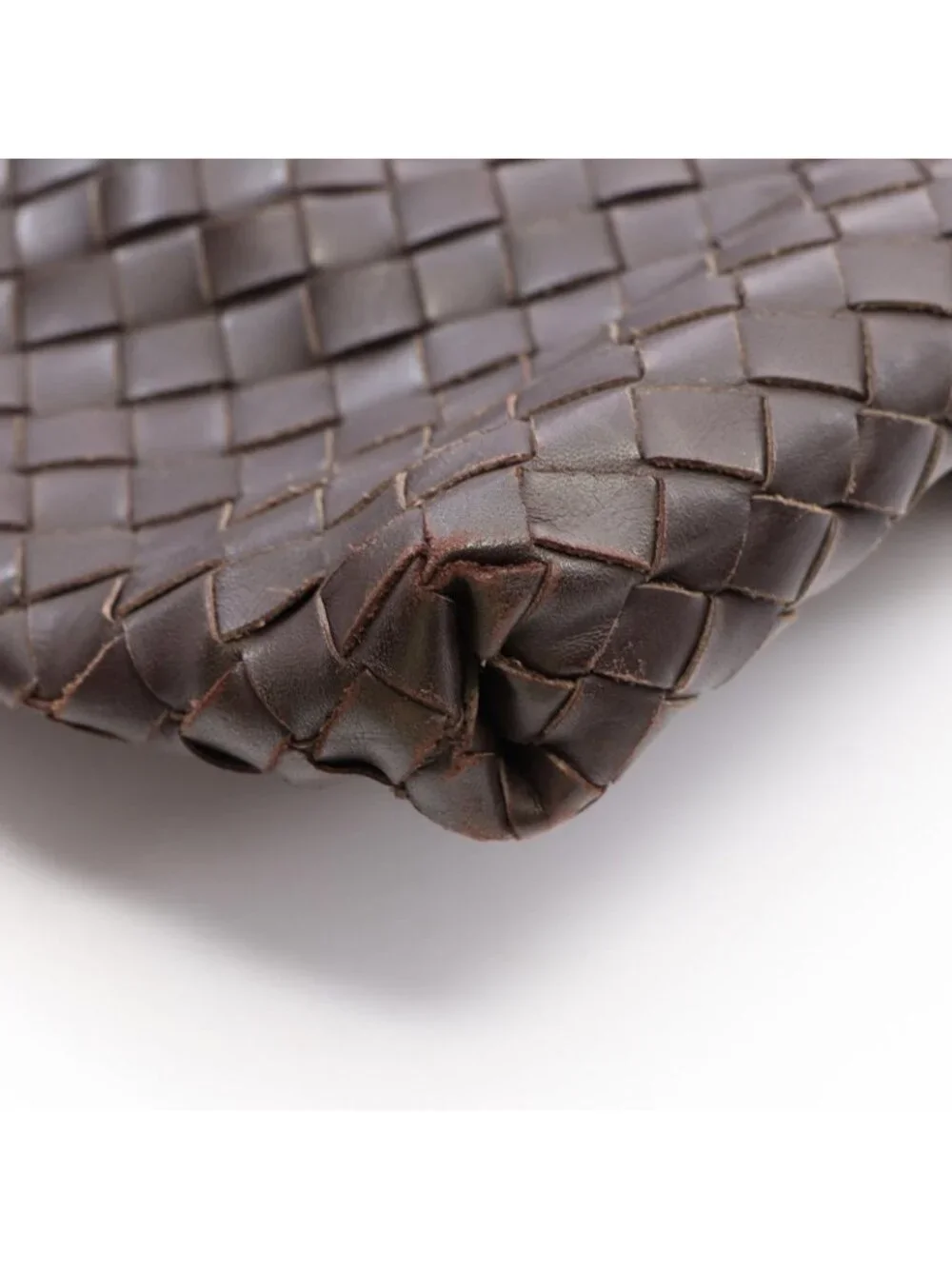 Bottega Veneta Shoulder Bag Intrecciato Dark Brown Black Leather